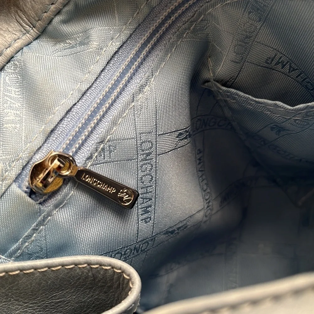 Longchamp Idole light blue leather vintage satchel bag
